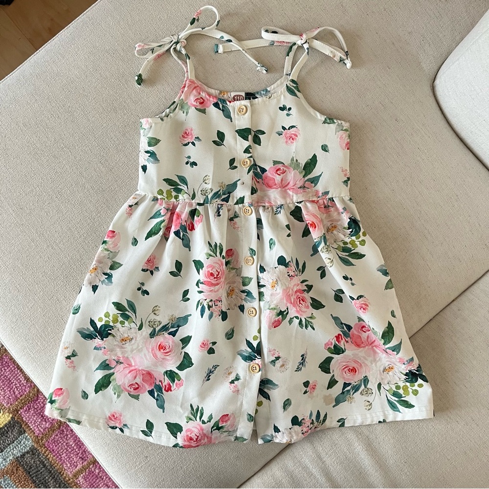 Amazon pink rose floral dress. Cotton blend front button closure